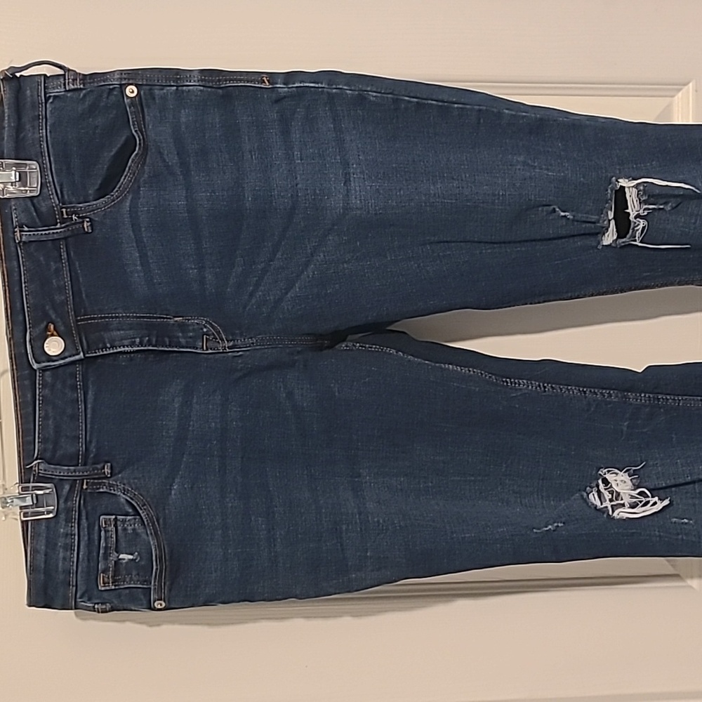 Old Navy Dark Blue Distressed Skinny Jeans